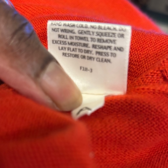 Eileen Fisher Merino Wool Red Orange Knit Longline Tunic Sweater Top - Picture 7 of 11